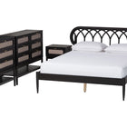 Baxton Studio Florica Art Deco Black Wood Queen 4-Piece Bedroom Set