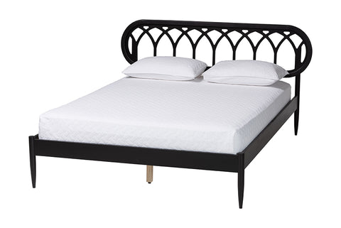 Baxton Studio Florica Art Deco Black Wood Queen Platform Bed