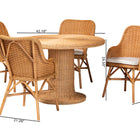 bali & pari Wistan 5-Piece Rattan Dining Set - Round Wicker Table with Pedestal Base and 4 Armchairs, Handwoven Boho Coastal Style for Dining, Kitchen or Sun Room, Light Honey