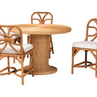 bali & pari Wilmer 5-Piece Rattan Dining Set - Round Wicker Table with Pedestal Base and 4 Side Chairs, Handwoven Boho Coastal Style for Dining, Kitchen or Sun Room, Light Honey