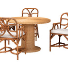 bali & pari Wade 5-Piece Rattan Dining Set - Round Wicker Table with Pedestal Base and 4 Armchairs, Handwoven Boho Coastal Style for Dining, Kitchen or Sun Room, Light Honey