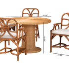 bali & pari Wade 5-Piece Rattan Dining Set - Round Wicker Table with Pedestal Base and 4 Armchairs, Handwoven Boho Coastal Style for Dining, Kitchen or Sun Room, Light Honey