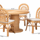 bali & pari Walker 5-Piece Natural Rattan Dining Set - Handwoven Wicker Set with Round Pedestal Table and 4 Curved Back Chairs, Coastal Boho Dining Room Furniture with Cushioned Seating