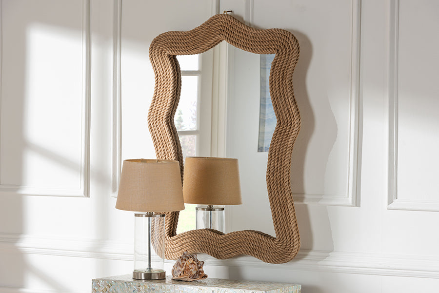 bali & pari Quiana Coastal Woven Rope Accent Wall Mirror
