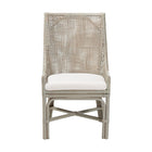 bali & pari Bella Rattan Dining Chair with Cushion - Handwoven Wicker Accent Side Chair with High Backrest, Coastal Boho Seating for Kitchen or Dining Area, French Grey