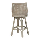 bali & pari Bella Swivel Rattan Bar Stool with Cushion - Handwoven Wicker Bar Chair with Backrest and Footrest, French Grey