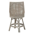 bali & pari Bella Swivel Rattan Counter Stool with Cushion - Handwoven Wicker Kitchen Island Seating with Backrest and Footrest, French Grey