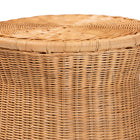 bali & pari Caroline Round Natural Rattan End Table - Handwoven Wicker Drum Shape Accent Table for Living Room or Sunroom, Light Honey