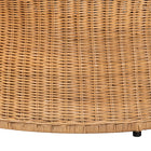 bali & pari Caroline Round Natural Rattan Coffee Table - Handwoven Wicker Drum Shape Accent Table for Living Room or Sunroom, Light Honey