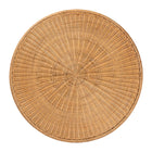 bali & pari Caroline Round Natural Rattan Coffee Table - Handwoven Wicker Drum Shape Accent Table for Living Room or Sunroom, Light Honey