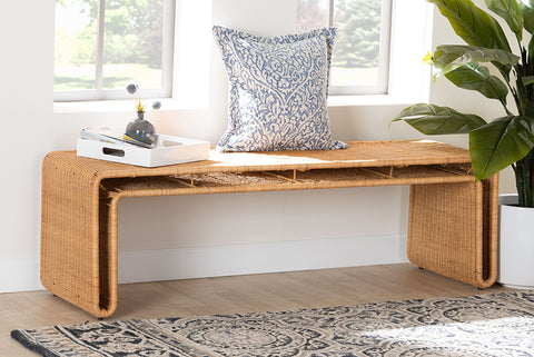 bali & pari Nevada Bohemian Light Honey Rattan Accent Bench