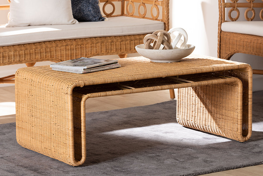 bali & pari Nevada Bohemian Light Honey Rattan Coffee Table