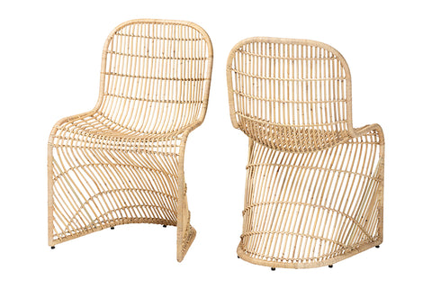 bali & pari Rosalba Bohemian Light Honey Rattan S-Curve Dining Chair