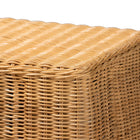 bali & pari Palm Scallop Natural Rattan Console Table - Handwoven Wicker Accent Table for Hallway or Entryway, Coastal & Boho Décor, Rectangle 36"