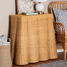 bali & pari Palm Scallop Natural Rattan Console Table - Handwoven Wicker Accent Table for Hallway or Entryway, Coastal & Boho Décor, Rectangle 36"
