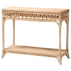 bali & pari Oxford Braided Natural Rattan Console Table with Open Shelf - Coastal Boho Entryway or Hallway Accent Table with Decorative Loop Detailing