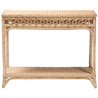 bali & pari Oxford Braided Natural Rattan Console Table with Open Shelf - Coastal Boho Entryway or Hallway Accent Table with Decorative Loop Detailing