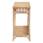 bali & pari Oxford Braided Natural Rattan Console Table with Open Shelf - Coastal Boho Entryway or Hallway Accent Table with Decorative Loop Detailing