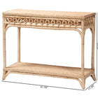 bali & pari Oxford Braided Natural Rattan Console Table with Open Shelf - Coastal Boho Entryway or Hallway Accent Table with Decorative Loop Detailing