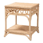 bali & pari Oxford Braided Natural Rattan End Table with Shelf - Square Boho Accent Table with Decorative Loop Detailing, Coastal Style for Living Room or Bedroom