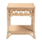 bali & pari Oxford Braided Natural Rattan End Table with Shelf - Square Boho Accent Table with Decorative Loop Detailing, Coastal Style for Living Room or Bedroom