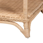bali & pari Oxford Braided Natural Rattan End Table with Shelf - Square Boho Accent Table with Decorative Loop Detailing, Coastal Style for Living Room or Bedroom