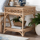 bali & pari Oxford Braided Natural Rattan End Table with Shelf - Square Boho Accent Table with Decorative Loop Detailing, Coastal Style for Living Room or Bedroom