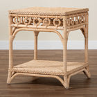 bali & pari Oxford Braided Natural Rattan End Table with Shelf - Square Boho Accent Table with Decorative Loop Detailing, Coastal Style for Living Room or Bedroom