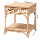 bali & pari Oxford Braided Natural Rattan End Table with Shelf - Square Boho Accent Table with Decorative Loop Detailing, Coastal Style for Living Room or Bedroom