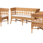 bali & pari Oxford Bohemian Light Honey Rattan 3-Piece Living Room Chair Set