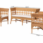 bali & pari Oxford Bohemian Light Honey Rattan 3-Piece Living Room Chair Set