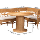 bali & pari Monica Bohemian Light Honey Rattan 3-Piece Dining Nook Set