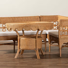 bali & pari Matilde Bohemian Light Honey Rattan 3-Piece Dining Nook Set