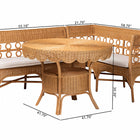 bali & pari Matilde Bohemian Light Honey Rattan 3-Piece Dining Nook Set