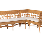 bali & pari Oxford Bohemian Light Honey Rattan 2-Piece Dining Nook Bench Set