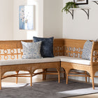bali & pari Oxford Bohemian Light Honey Rattan 2-Piece Dining Nook Bench Set