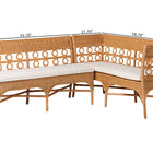 bali & pari Oxford Bohemian Light Honey Rattan 2-Piece Dining Nook Bench Set