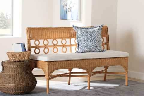 bali & pari Oxford Bohemian Light Honey Rattan Dining Bench