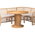 bali & pari Ellard Bohemian Light Honey Rattan 3-Piece Dining Nook Set