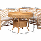 bali & pari Frayne Bohemian Light Honey Rattan 3-Piece Dining Nook Set