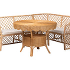 bali & pari Frayne Bohemian Light Honey Rattan 3-Piece Dining Nook Set