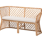 bali & pari Aysi Bohemian Light Honey Rattan 2-Piece Dining Nook Bench Set