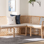 bali & pari Aysi Bohemian Light Honey Rattan 2-Piece Dining Nook Bench Set