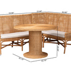 bali & pari Nantai Bohemian Light Honey Rattan 3-Piece Dining Nook Set