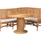 bali & pari Nantai Bohemian Light Honey Rattan 3-Piece Dining Nook Set