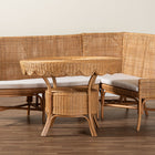 bali & pari Olivera Bohemian Light Honey Rattan 3-Piece Dining Nook Set