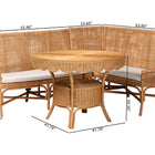 bali & pari Olivera Bohemian Light Honey Rattan 3-Piece Dining Nook Set
