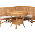 bali & pari Olivera Bohemian Light Honey Rattan 3-Piece Dining Nook Set