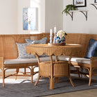 bali & pari Olivera Bohemian Light Honey Rattan 3-Piece Dining Nook Set