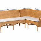 bali & pari Tamara Bohemian Light Honey Rattan 2-Piece Dining Nook Bench Set